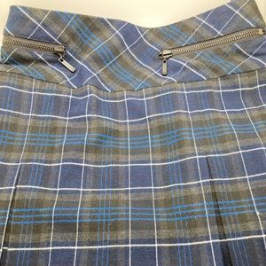 LE CHATEAU 15/16 Womens Lined Pleated Plaid Mini Skirt Preppy Blue Green Zippers